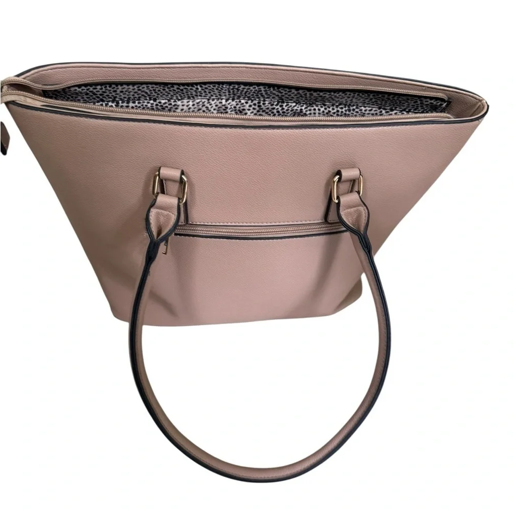 Blush Pink Tote with Textured Finish and Spacious Design